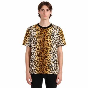Love Moschino Mens Leopard Print Graphic T-shirt Medium Streetwear Designer